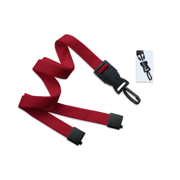 5/8" Blank Detachable Lanyard w/D-tach Plastic Swivel Hook (Red) 1