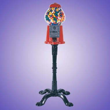 15" BLACK DIE CAST IRON GUM BALL MACHINE w/Black Stand