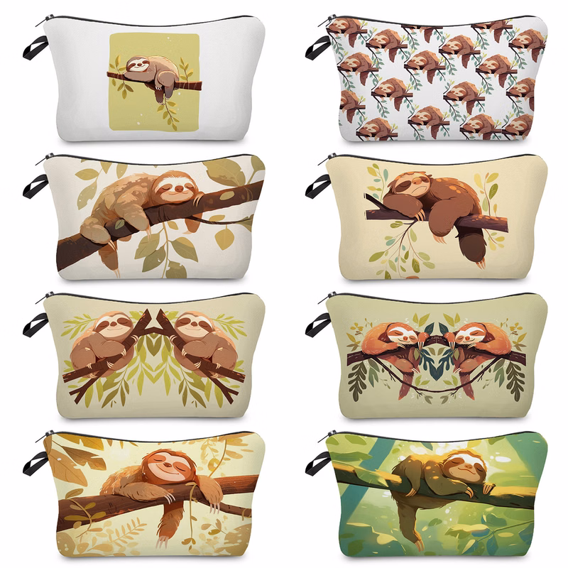 Sloth Print Cosmetic Bag