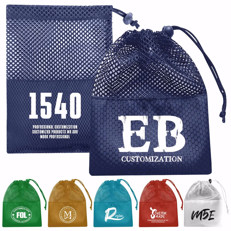 Mesh Bag with Sliding Drawstring Cord Lock Closure