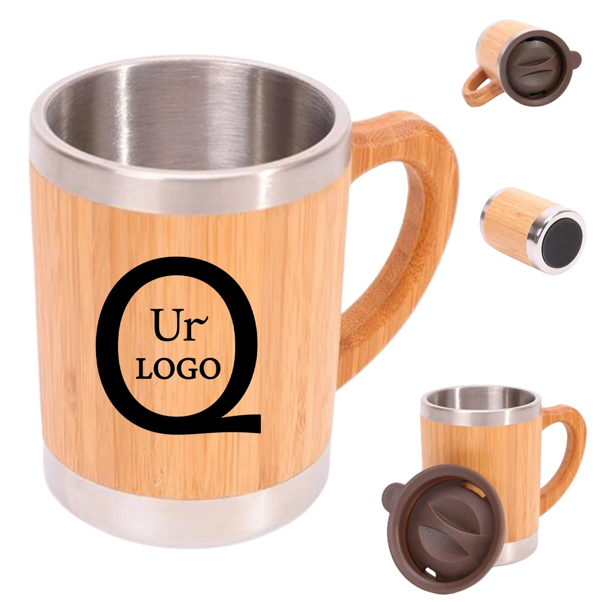 Bamboo Double Wall Insulation Cup W/ Lid 1