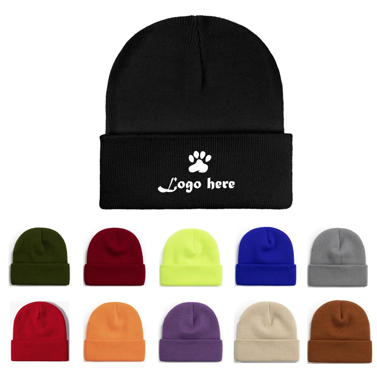 Embroidered Acrylic Knitted Beanie Hat 1