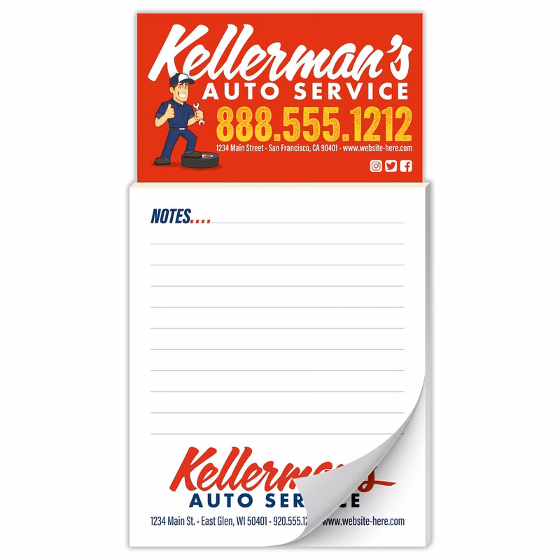 Custom Magna-Pad - 5.5" x 8.5" 100-Sheet with Business Card Magnet