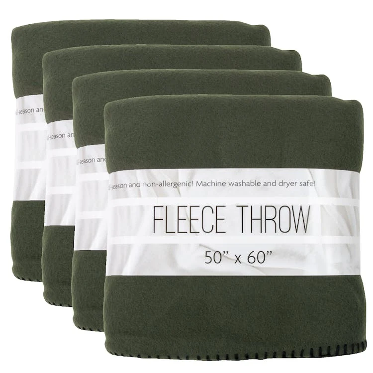 Dark Green Fleece Blankets - 50" x 60" 1