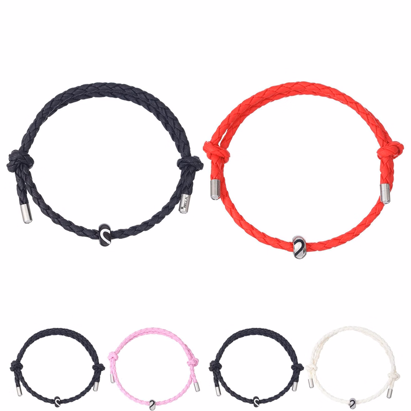 PU woven leather couple bracelet