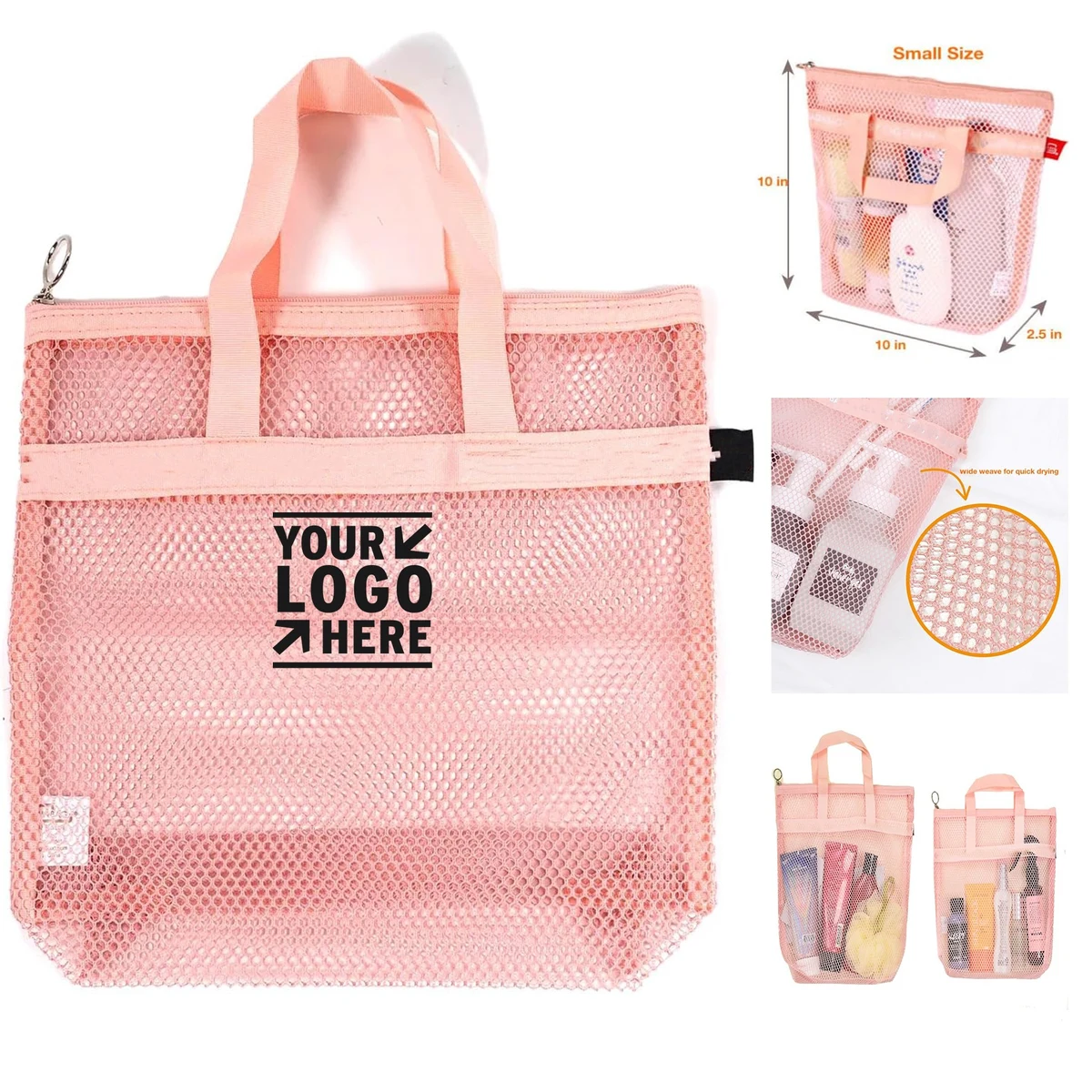 10"x10"x 2.5" Gym Swim Mesh Travel Shower Caddy Tote Bag 1