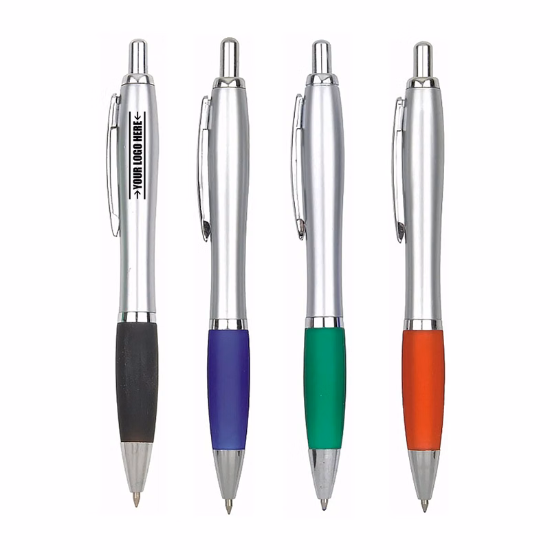 Click Action Ballpoint Pen With Rubber Grip