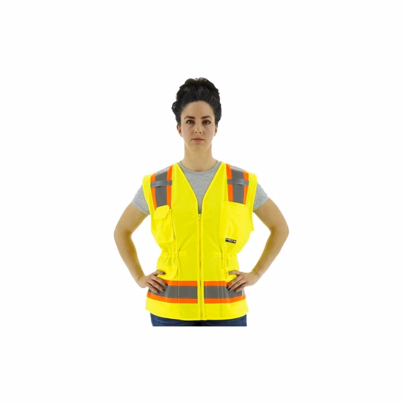 Majestic Hi-Viz Surveyors Women's Vest w DOT Striping, ANSI 2