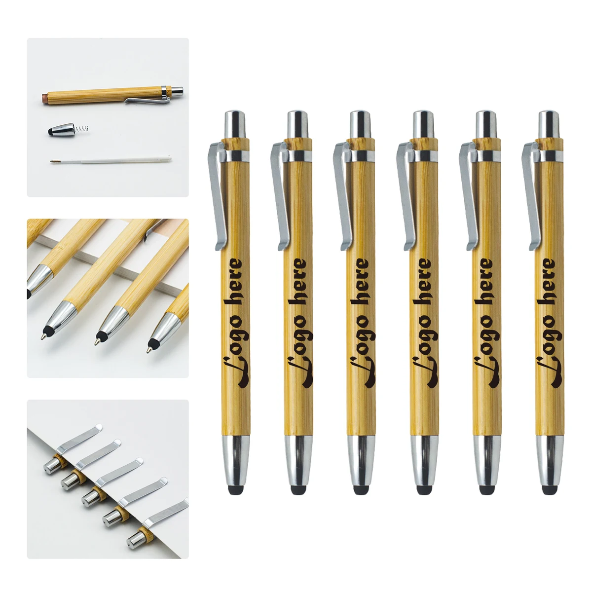 MOQ 50 Bamboo Touch Screen Ballpoint Pen Customization 1