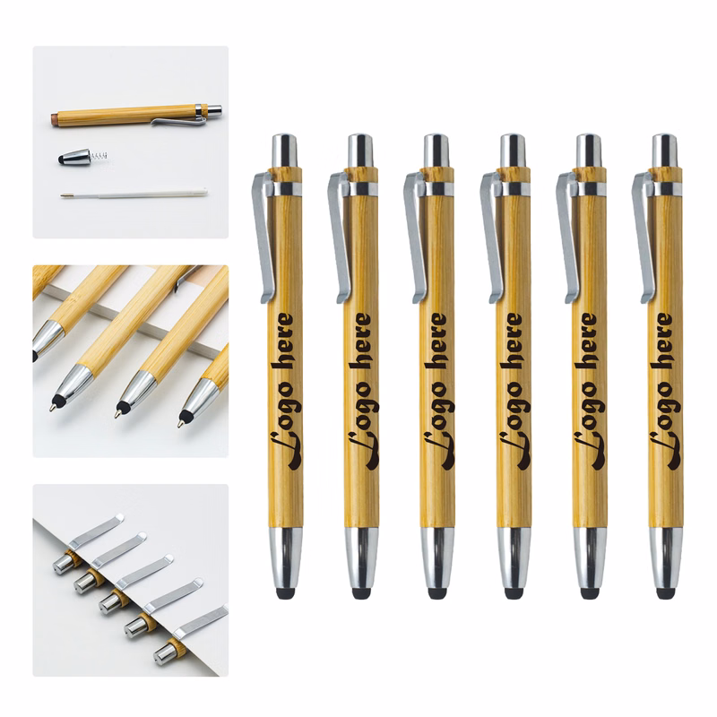 MOQ 50 Bamboo Touch Screen Ballpoint Pen Customization