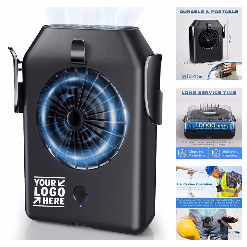 10000mAh Rechargeable Portable Mini Waist Wearable Personal With Max 24H Working Time Fan