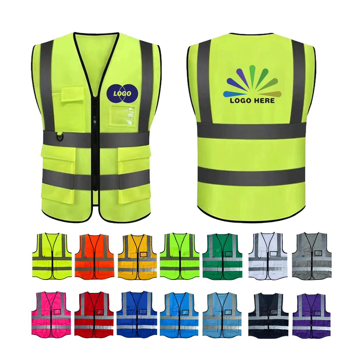 High Visibility Reflective Zipper Front Safety Vest 1