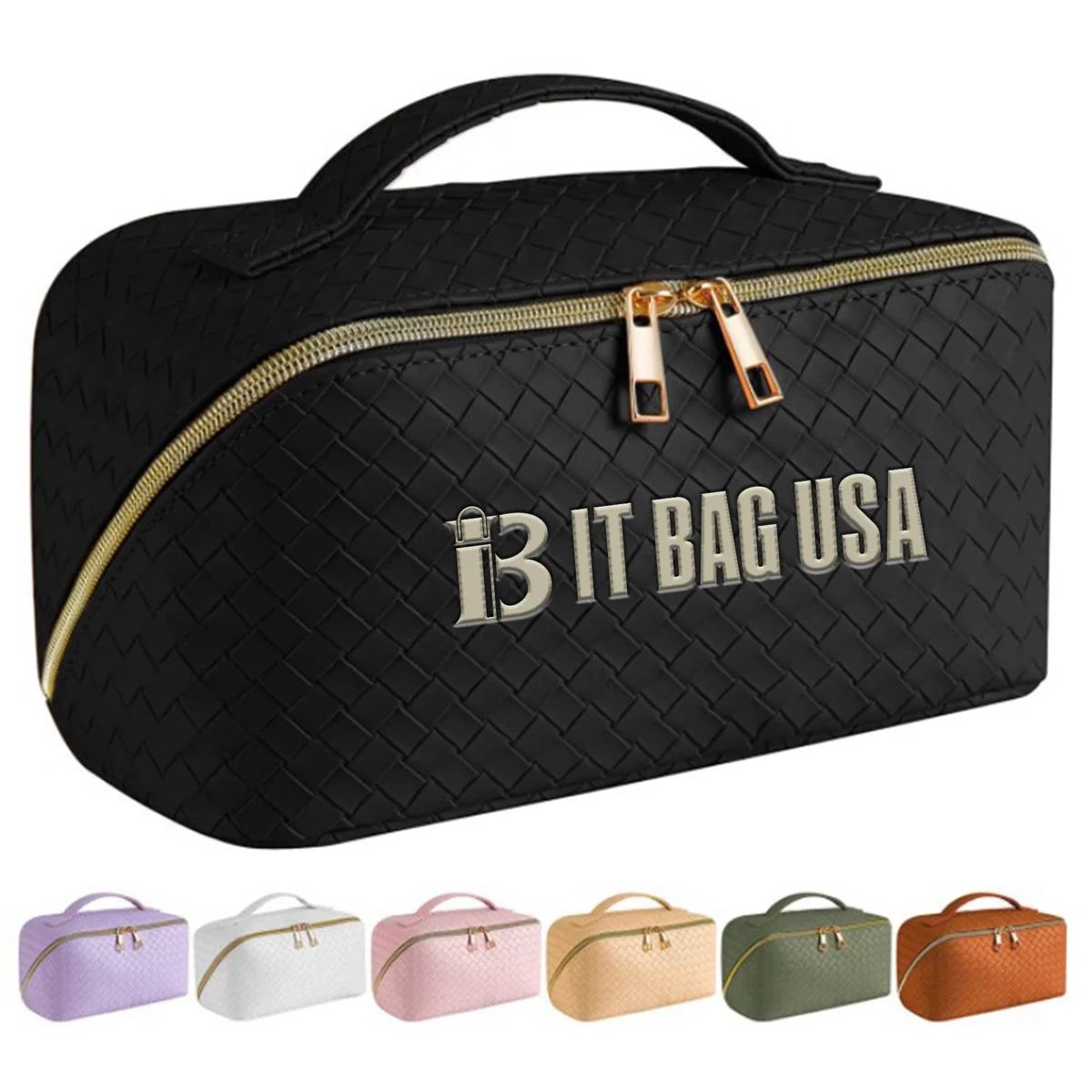 Leather Portable Waterproof Women Travel Makeup Bag 1