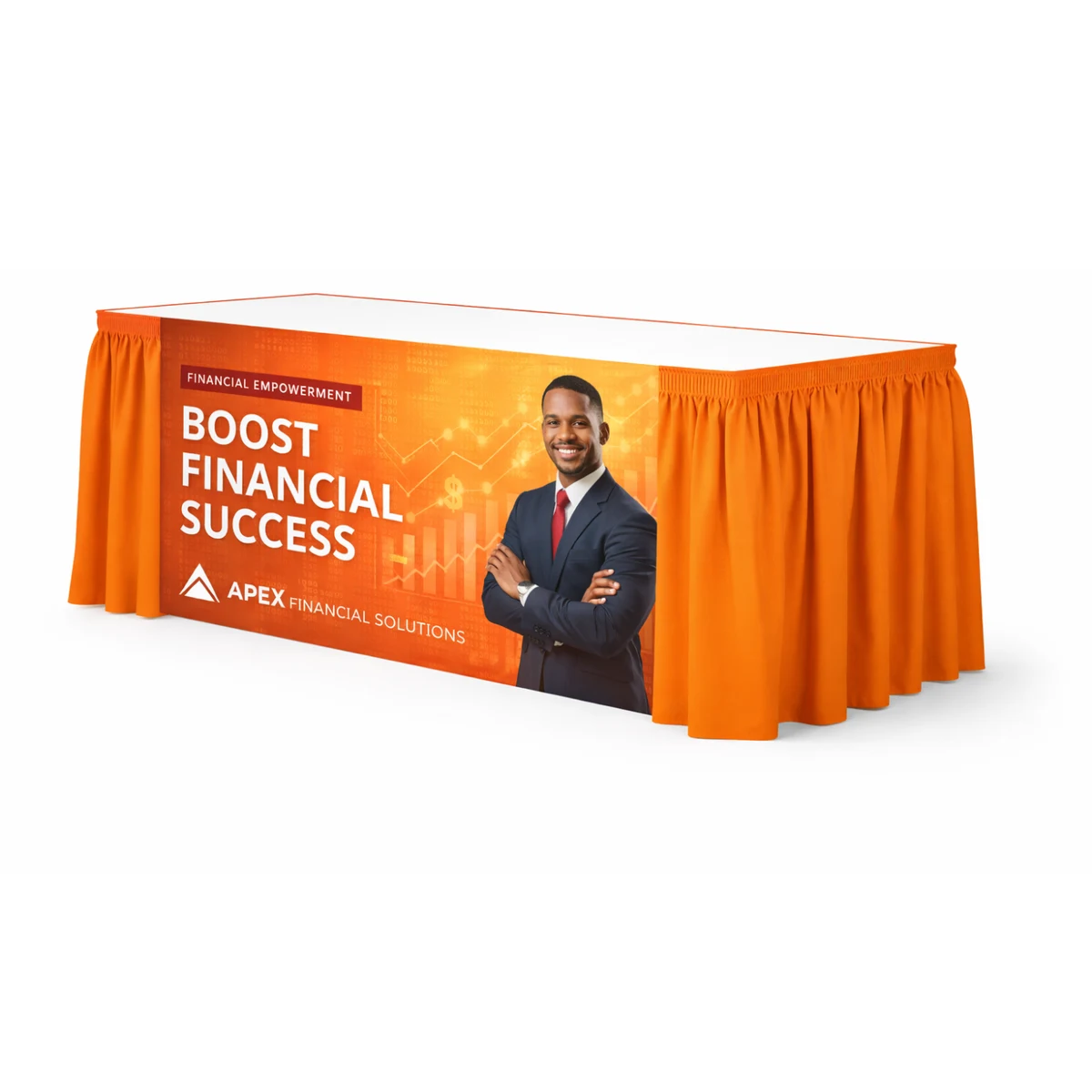 15' Shirred Table Skirt, Full Color Front Panel 1