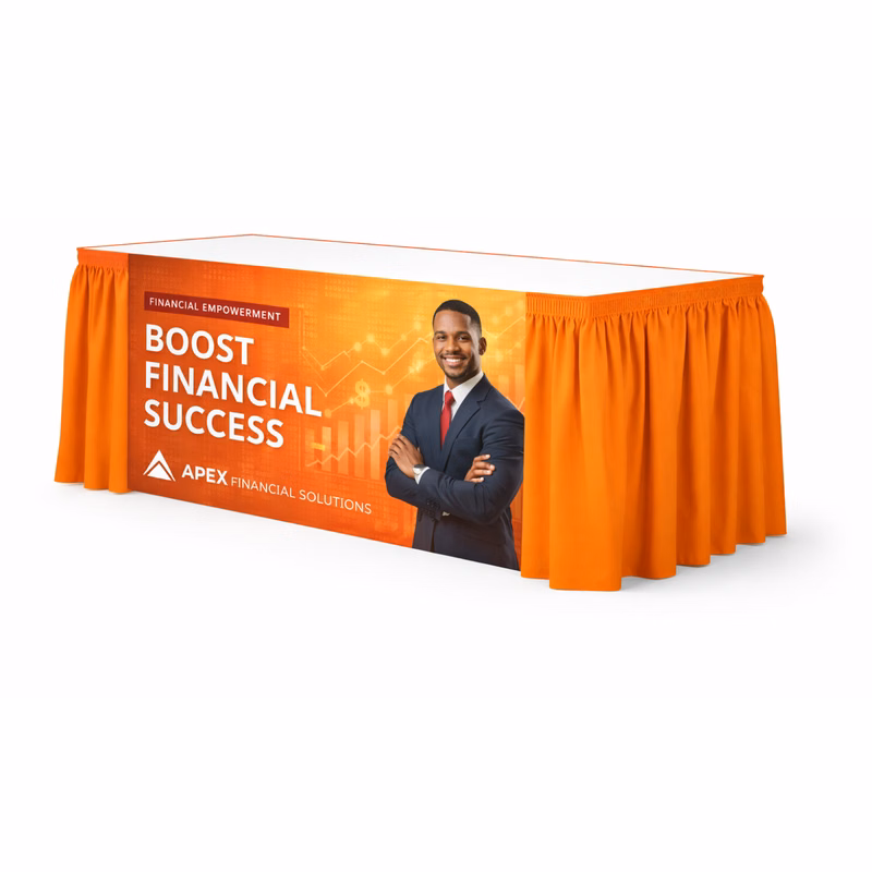 15' Shirred Table Skirt, Full Color Front Panel
