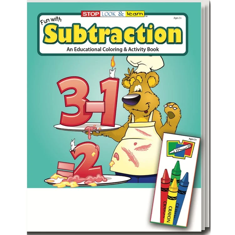 Fun with Subtraction Coloring Book Sets - 4 Pack Crayons Ages 3-11 1
