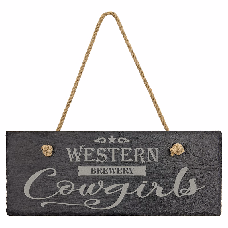 10" x 4" Charcoal Gray Rectangle Slate Decor with Hanger String