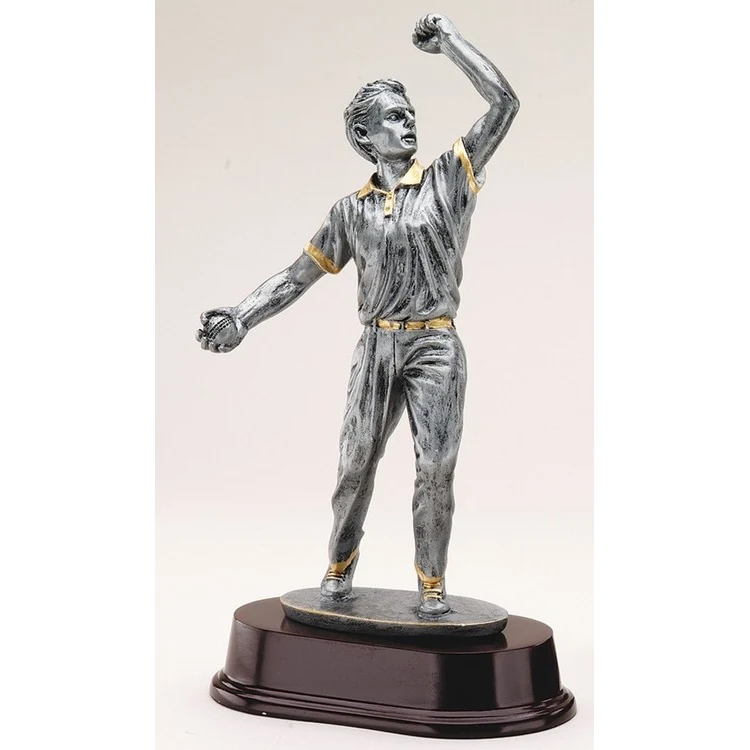 10 1/2" Tall Cricket Bowler Male Figure Award 1