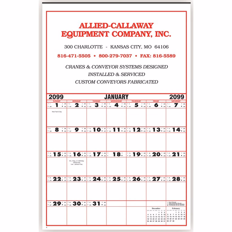 Contractor's 12 Sheet Wall Calendar