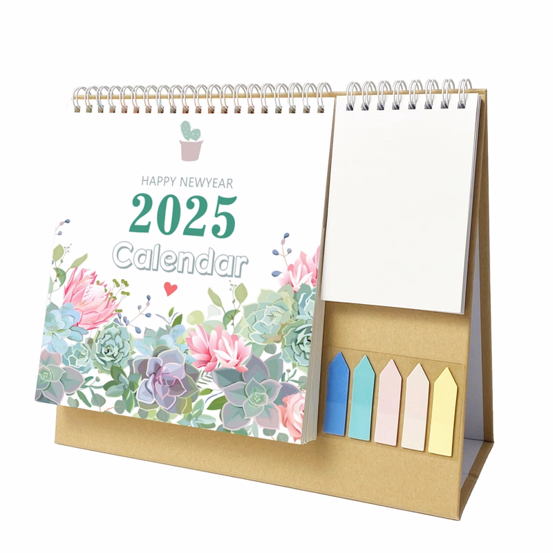 18 Months 10.2"*10.2" Succulent Plant Desk Calendar From Jan 2025 To June 2026