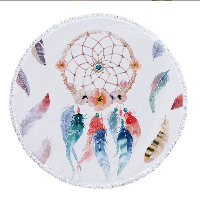 Microfiber Round Beach Towel w/ Fringe 1