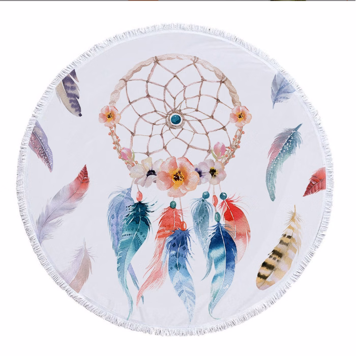 Microfiber Round Beach Towel w/ Fringe