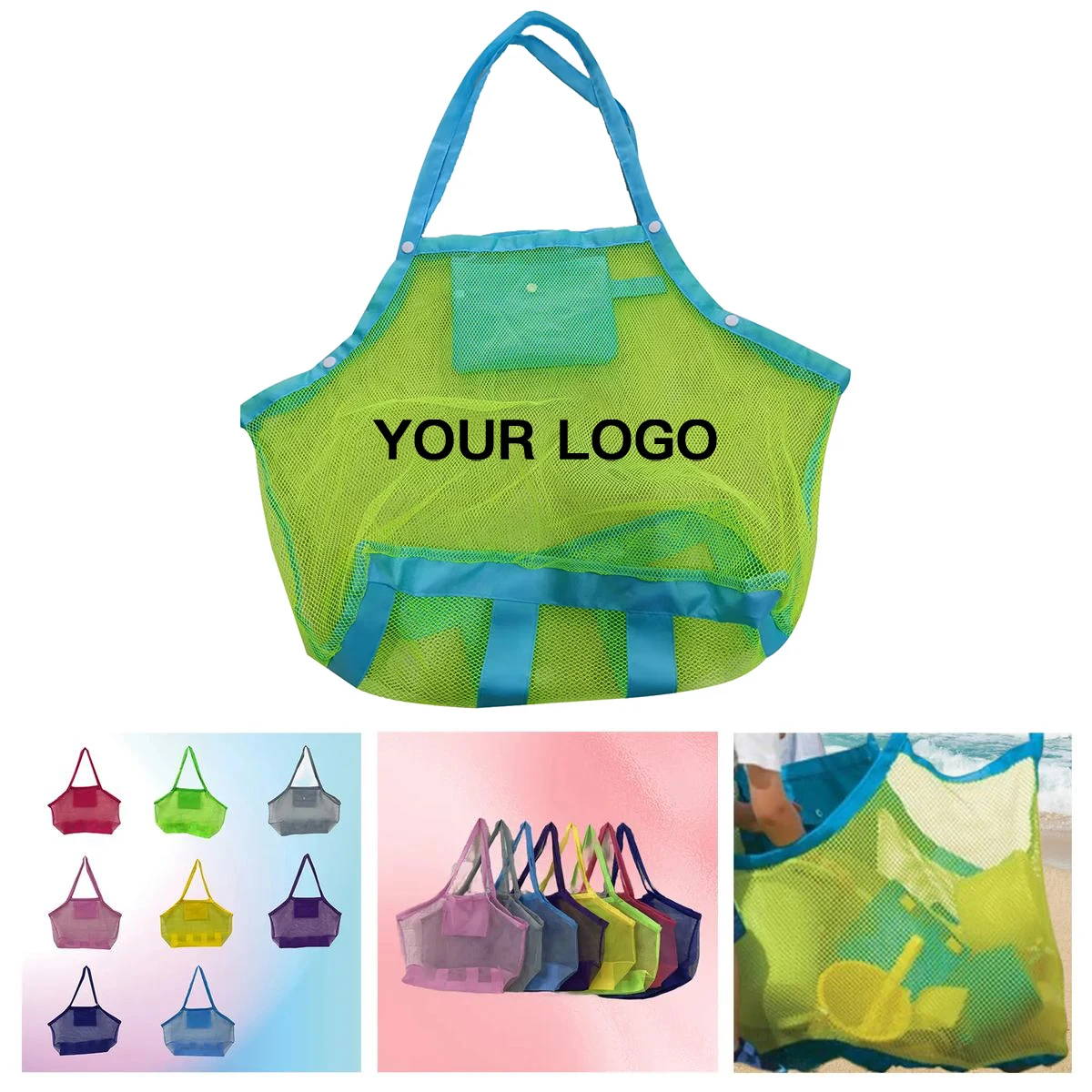 Oversized Polyester Beach Tote 20 Inch for Summer Trips, custom tote bag with logo imprint 1