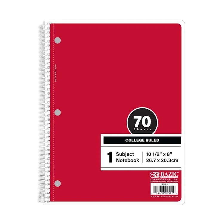 College Ruled Notebooks - 70 Sheets Red 1