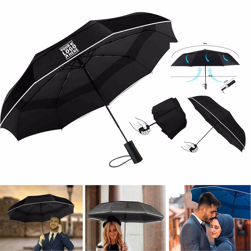 Double Canopy Vented Waterproof Compact Folding Golf Large Windproof Travel Umbrella