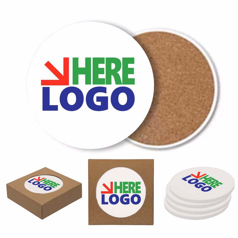 MOQ 10 Ceramic Cork Coaster 4" Round