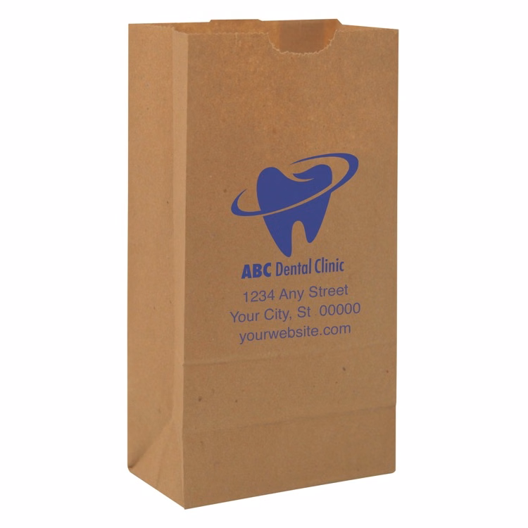 One Color 1-Sided SOS Kraft Paper Bags (4.25" x 8.1875" x 2.375")