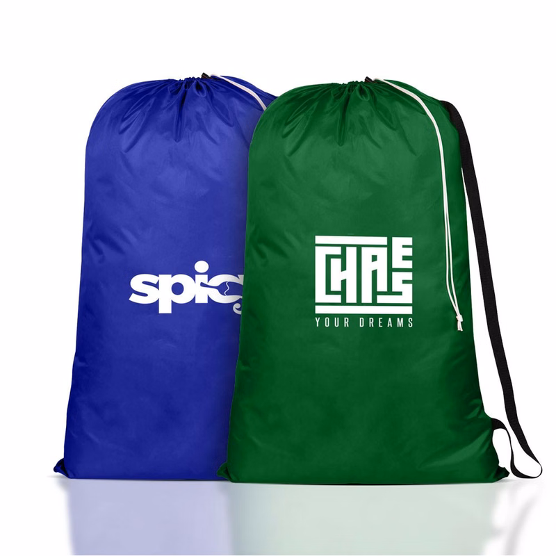 Large Capacity Drawstring Laundry Bag With Shoulder Strap