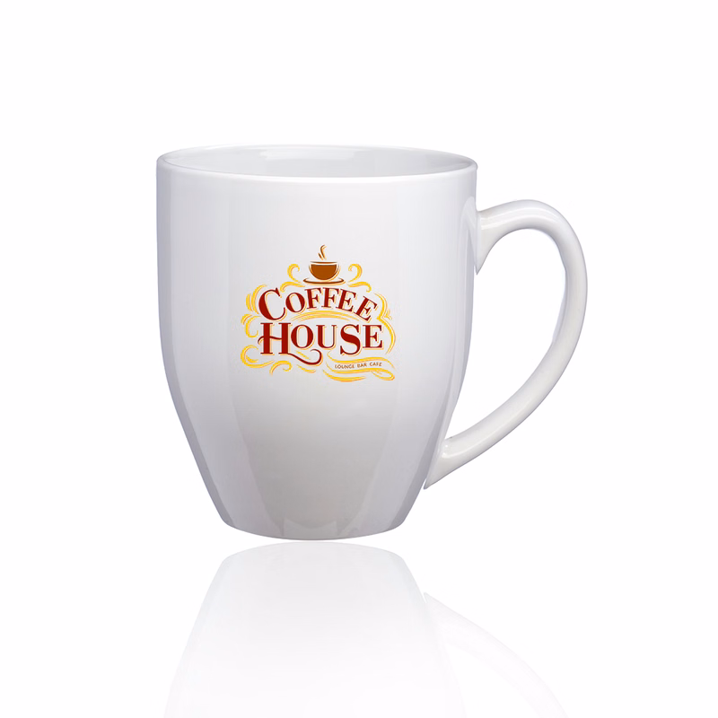 16 oz. Bistro Glossy Personalized Coffee Mug - White