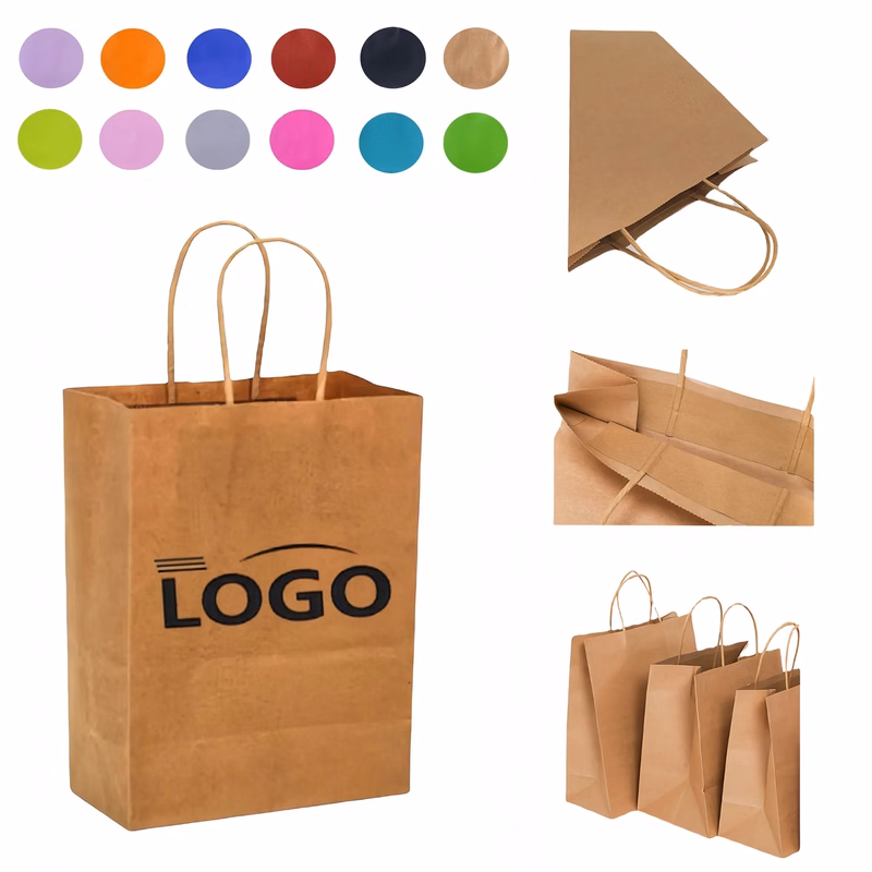 Premium Kraft Paper With Handles Takeout Carry Bags