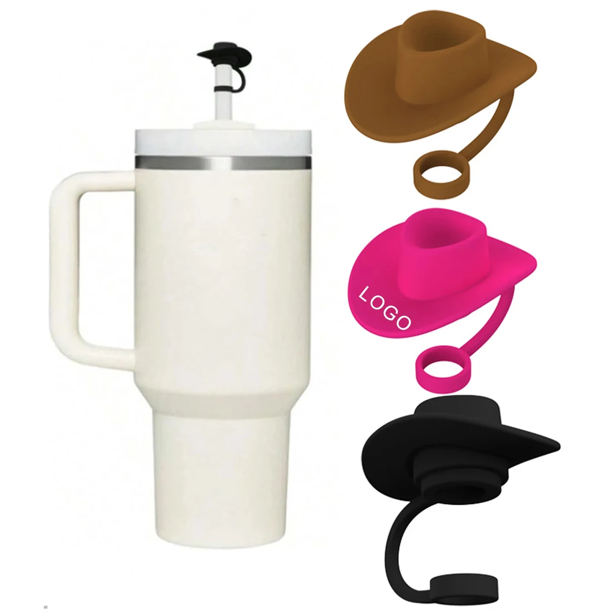 Cowboy Hat-Shaped Silicone Straw Caps 1