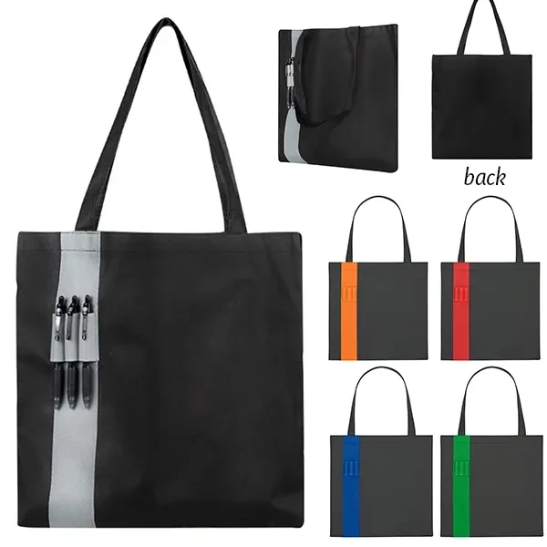 Non-Woven Colony Tote With Color Band -15x15 1