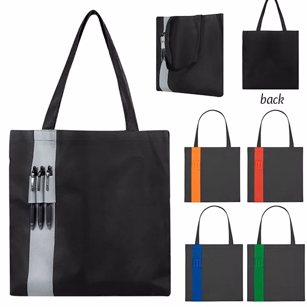 Non-Woven Colony Tote With Color Band -15x15