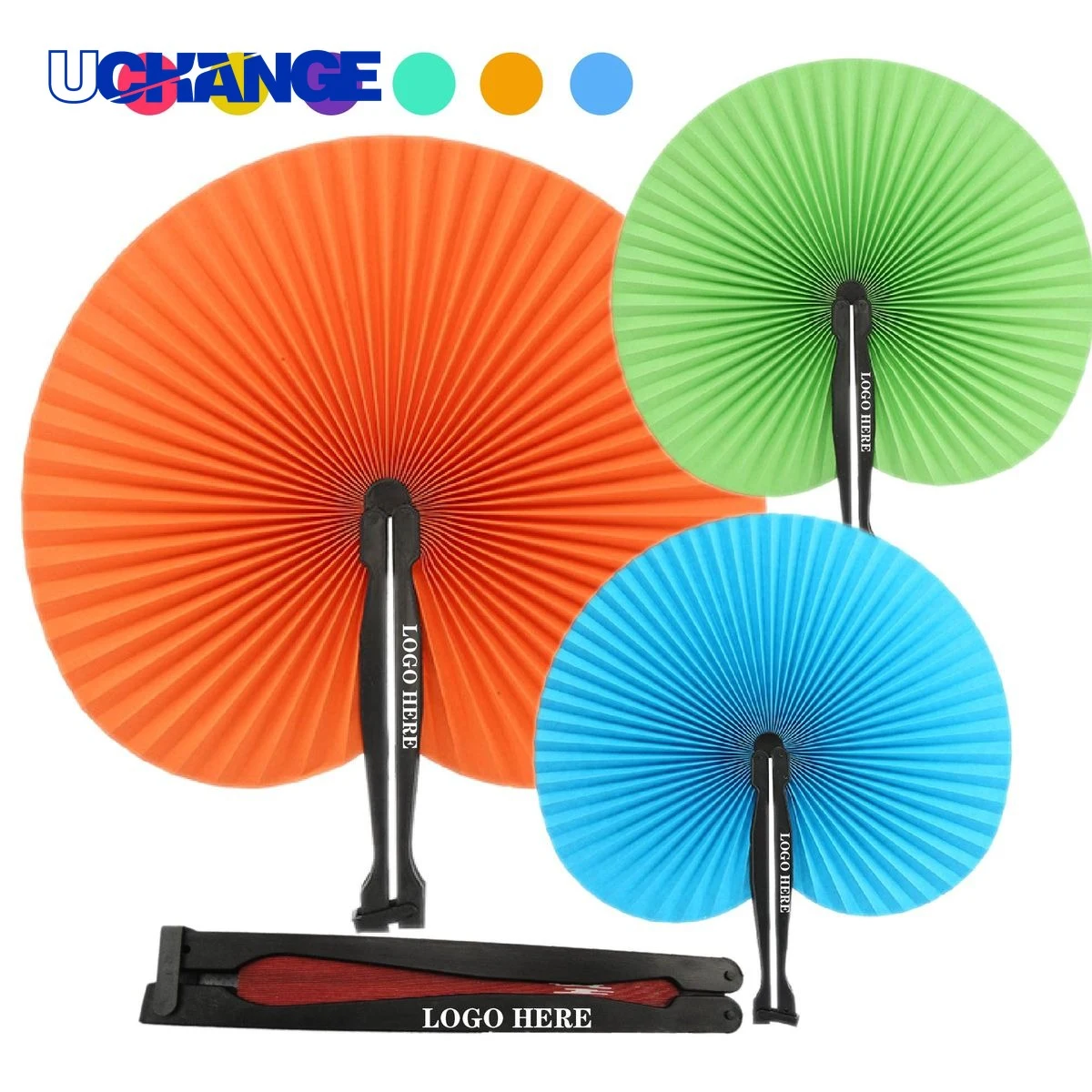 Round Folding Paper Hand Fan 1