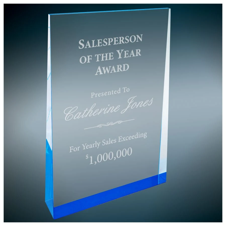 5" X 8" Blue Acrylic Wedge Award 1