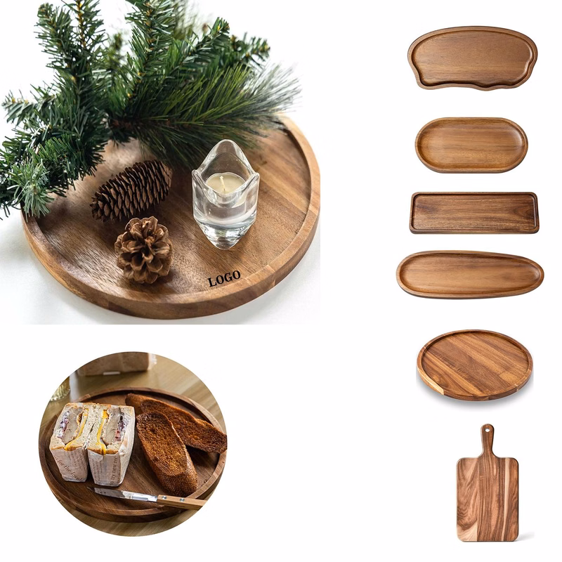 Candle Holder Round Wood Tray