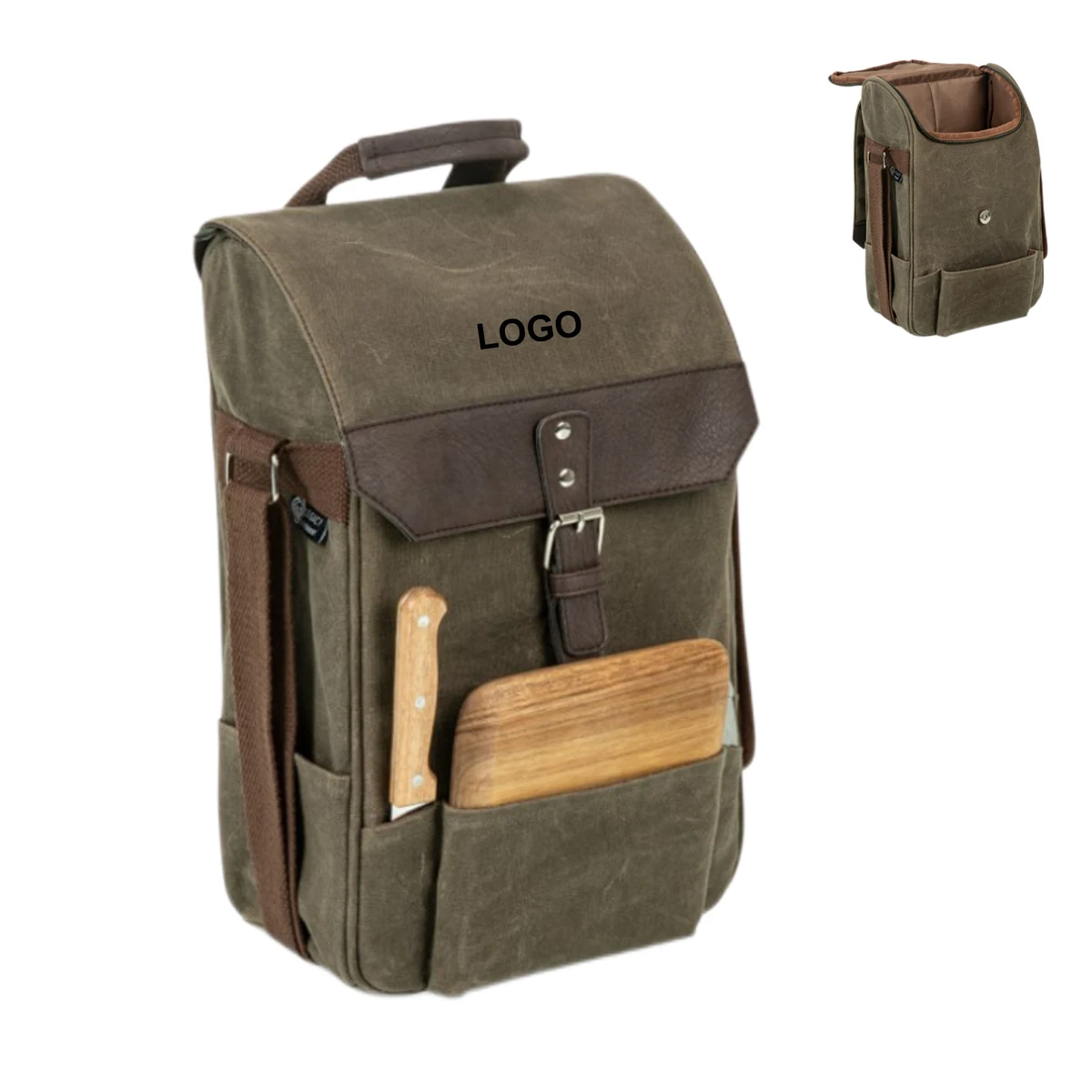Canvas Picnic Wine Backpack (direct import) 1