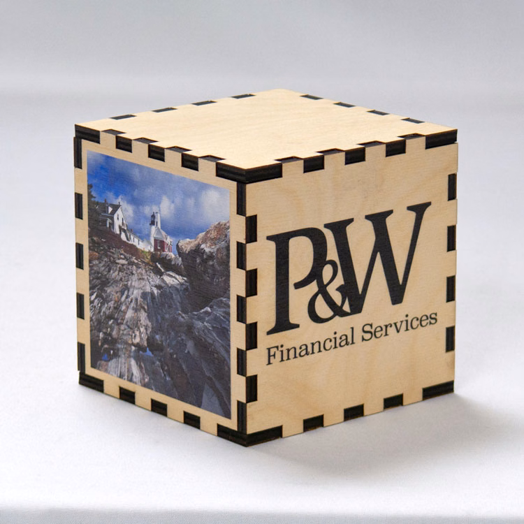 Wood Tabletop Photo Cube