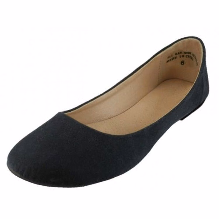 Women's Ballerina Flats- Sizes 6-11 Micro Suede Black