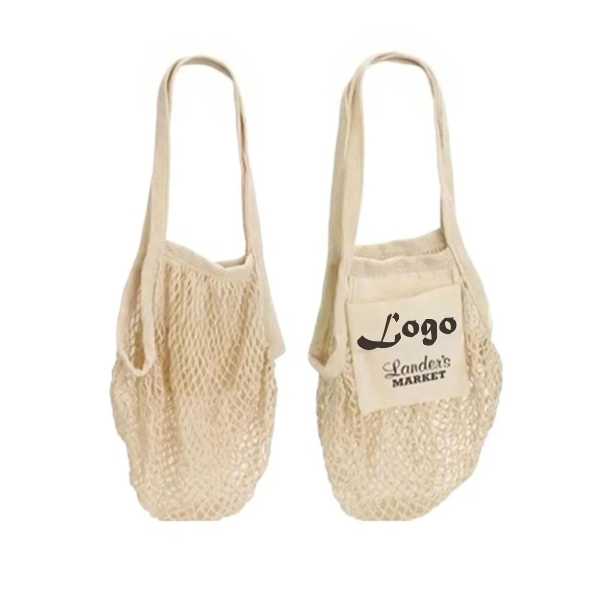 Cotton Net Shopping Tote Bag Portable, custom tote bag with logo imprint 1