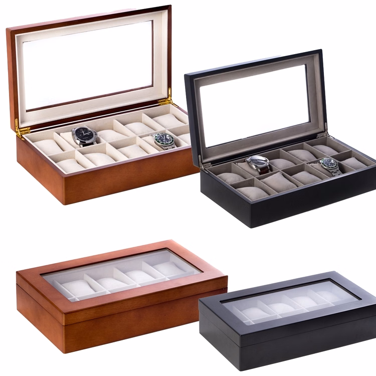 10 Watch Wooden Box with Glass Top