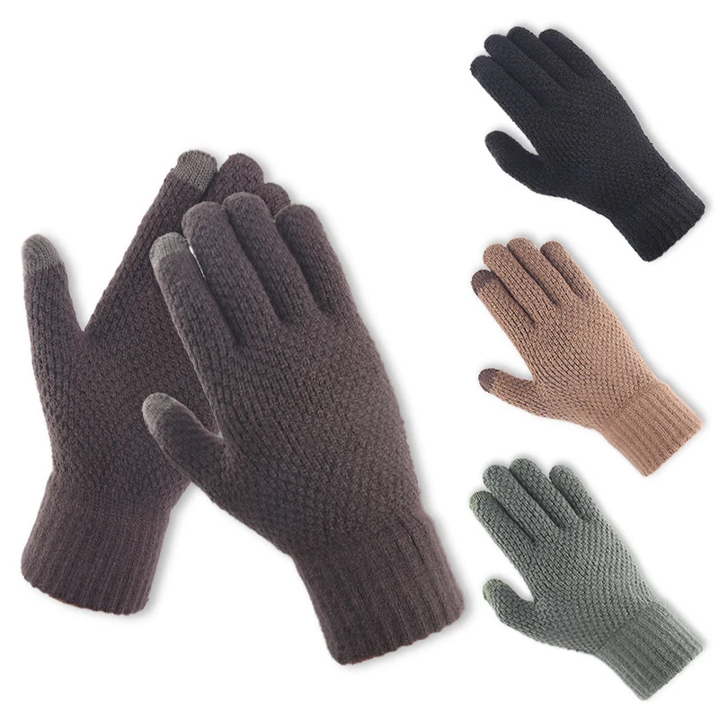 Warm Winter Knitting Touch Screen Cotton Gloves 1