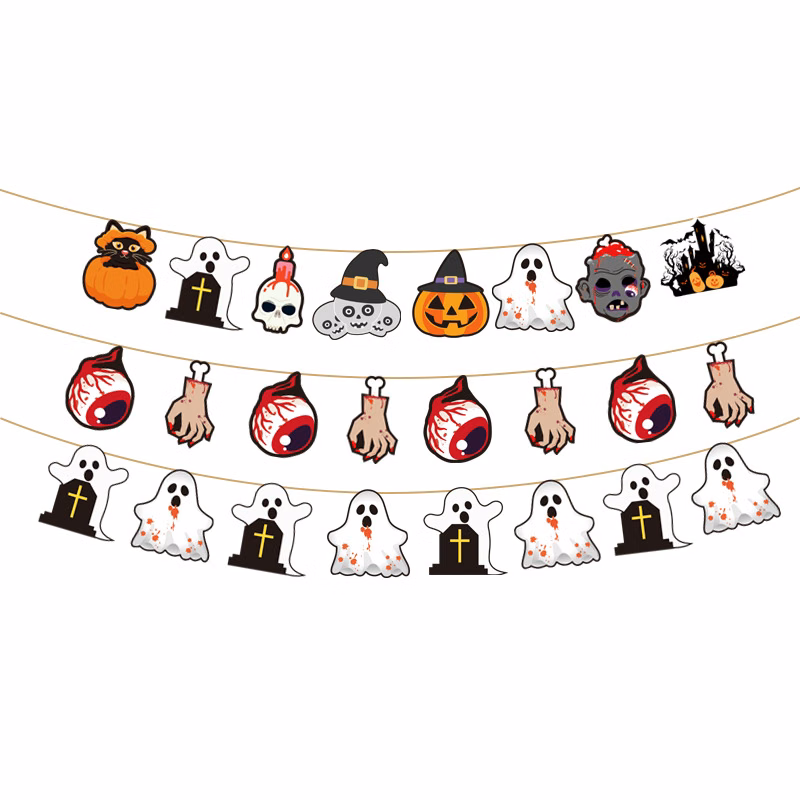 Halloween Hanging Ghost Garland – Cute Party Decoration for Kids