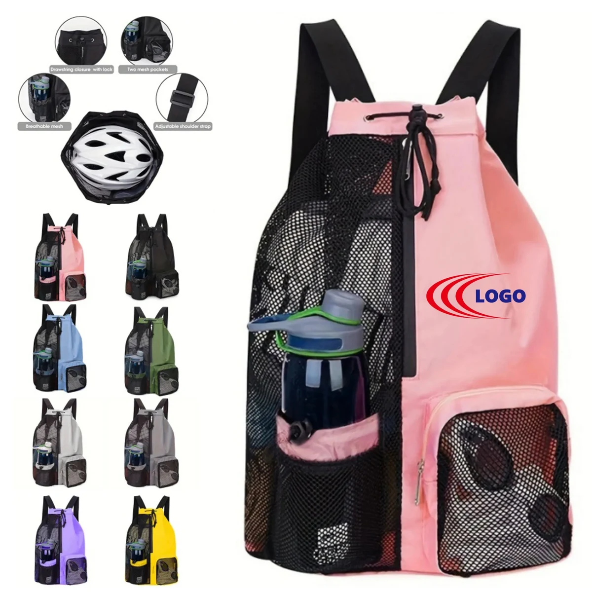 Multi-Function Breathable Mesh Drawstring Backpack 1