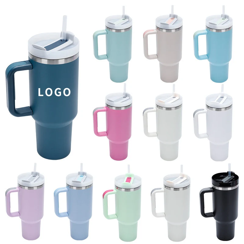40 Oz Vacuum Tumbler w/ Handle & Straw 1