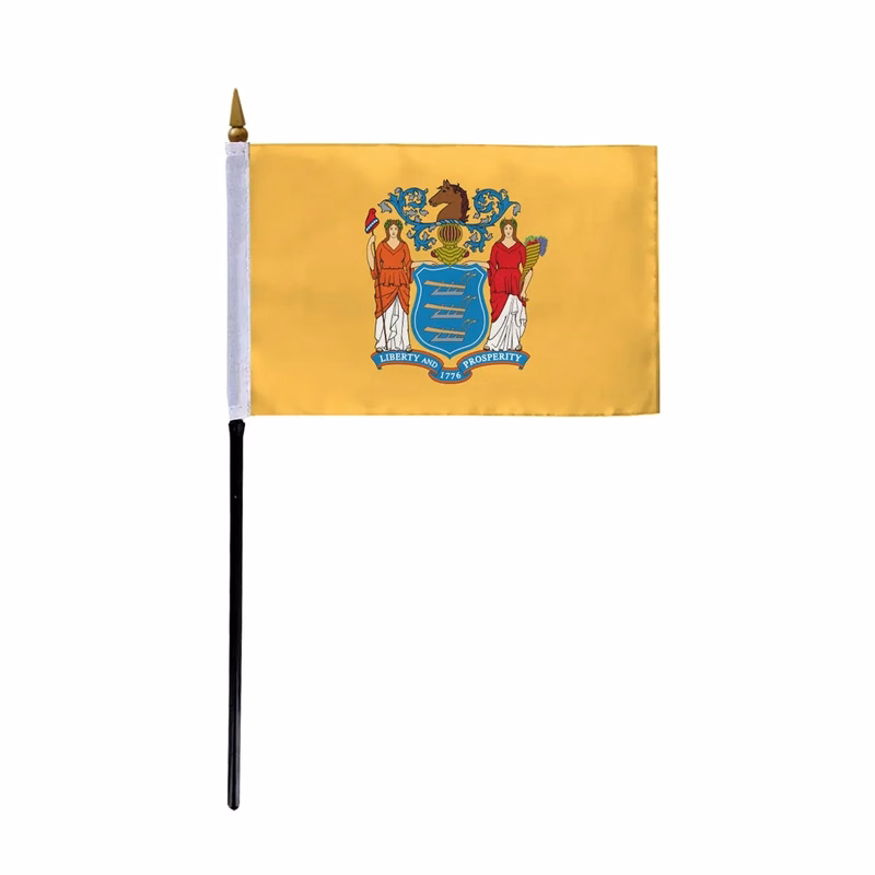 4"x6" & 12"x18'' New Jersey ePoly Printed Stick Flags